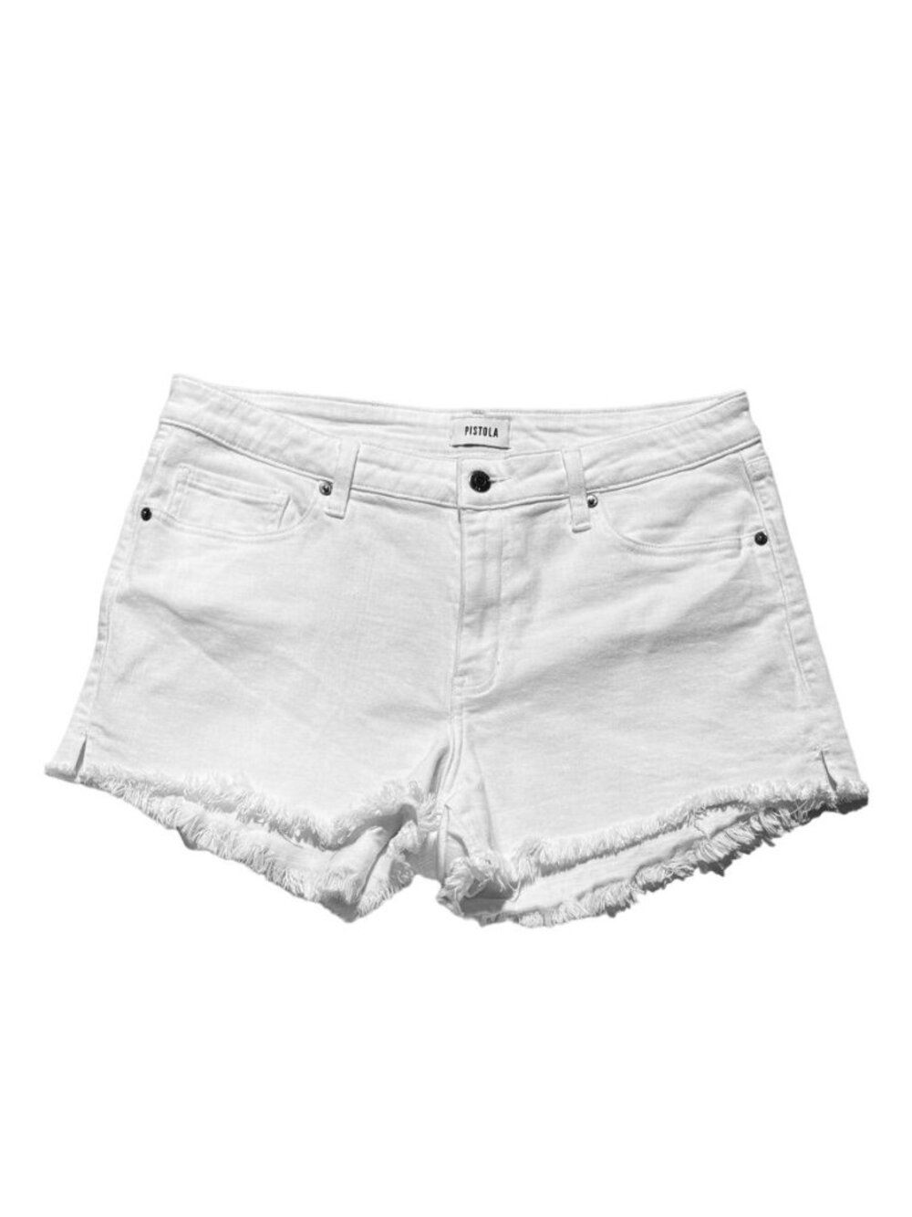 PISTOLA Women's Shorts White Cotton Denim Jean Frayed Edge Hem Stretch Size 32 - Picture 9 of 15